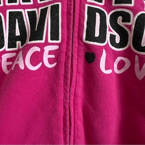 Harley-Davidson Kids Pink and Gray Zip Up Hoodie Fleece Lined-Size 6 Girls - Picture 4 of 9
